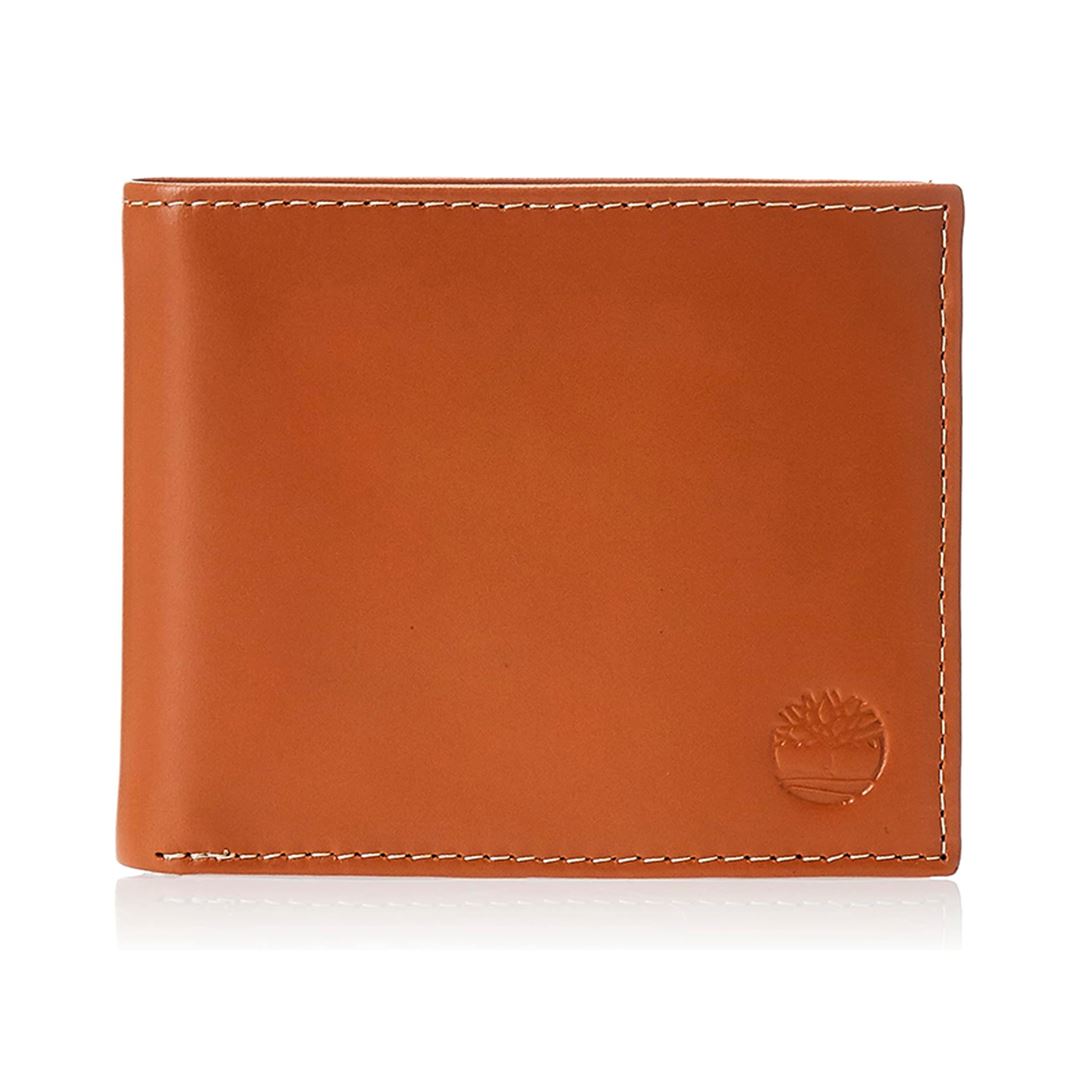 Billetera Timberland de cuero para hombre color bronceado